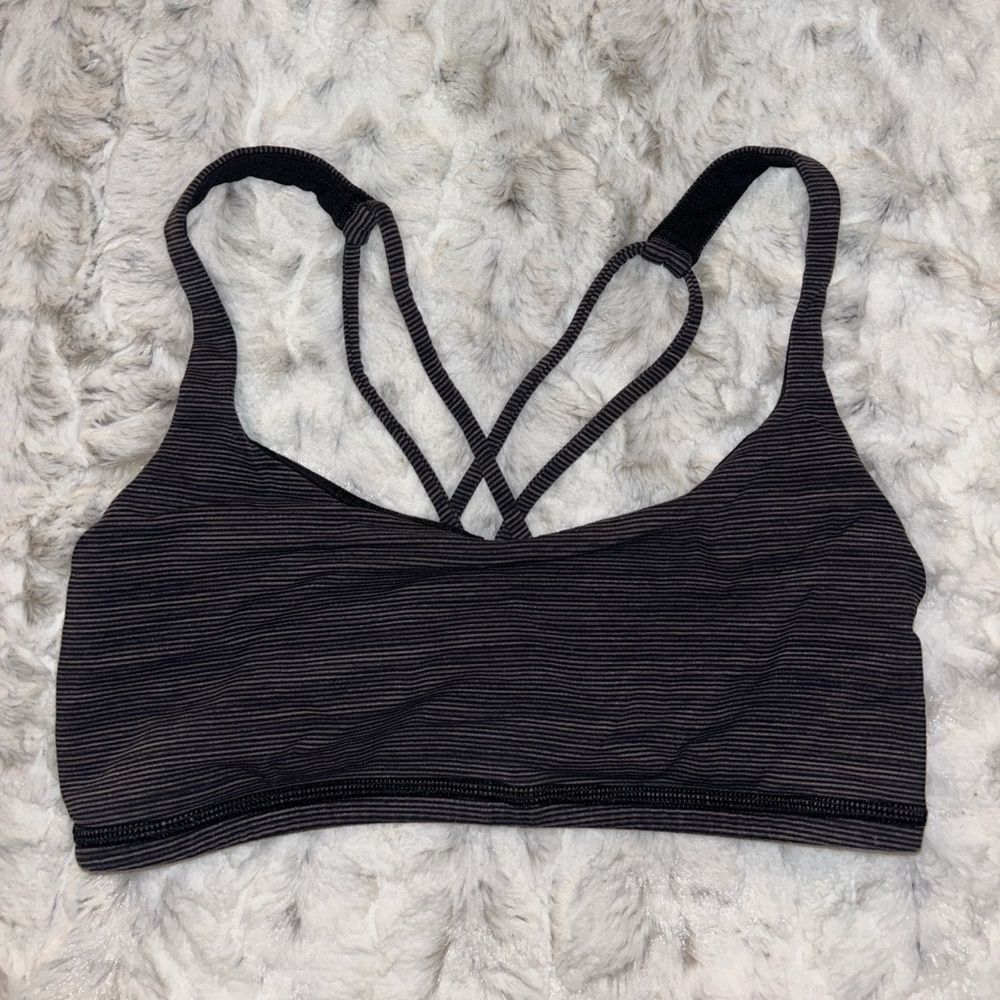 Lululemon Athletica Black Striped Sports Bra